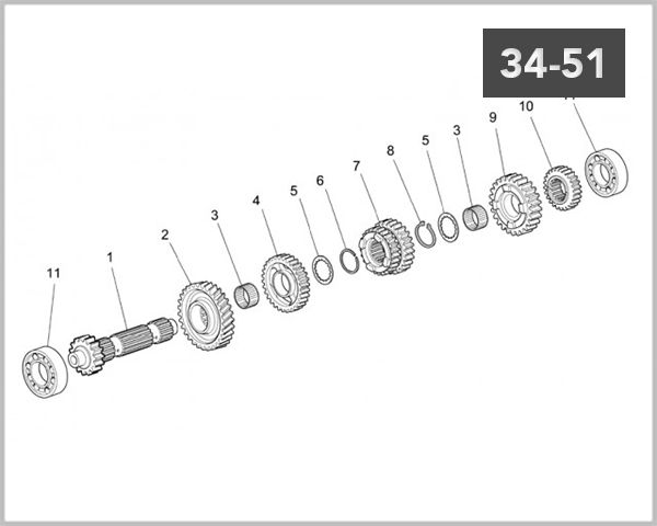 34-51 - PRIMARY GEAR SHAFT