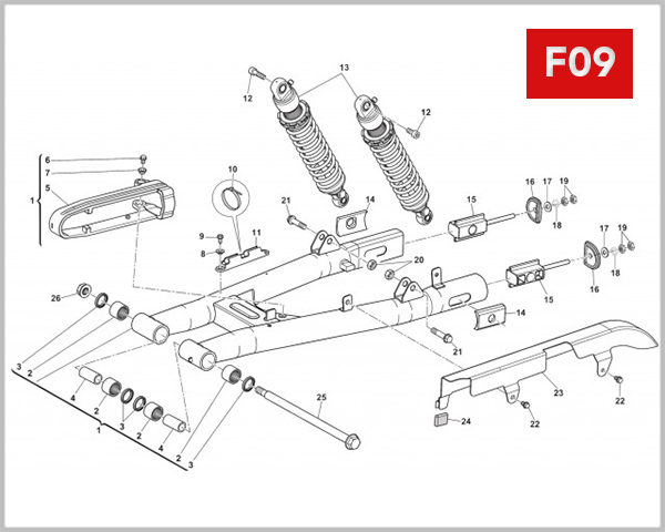 F09 - REAR SWING ARM AND SUSPENSION