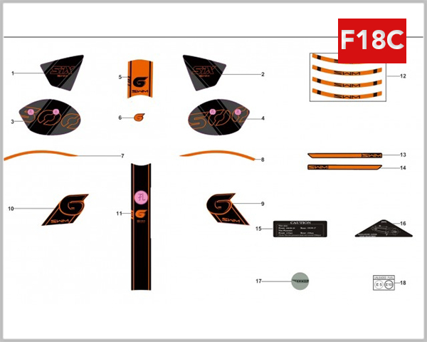 F18C - EMBLEM & LABEL ORANGE VERSION