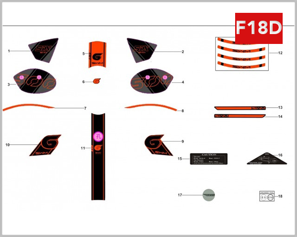 F18D - EMBLEM & LABEL RED VERSION