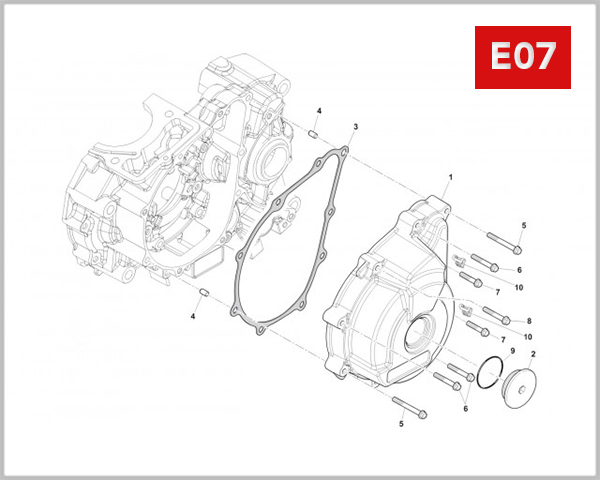 E07 - FRONT COVER LEFT CRANKCASE ASSY