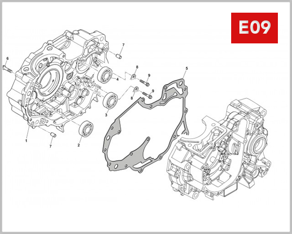 E09 - RIGHT CRANKCASE ASSY