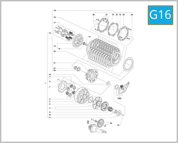 G16 - Clutch Assembly MY20 SCS-MY20 RC