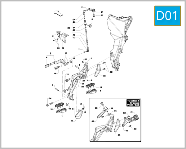 D01 - Left Hand Footrest Assembly