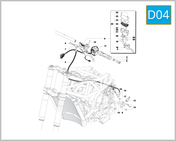 D04 - Left Hand Handlebar Assembly