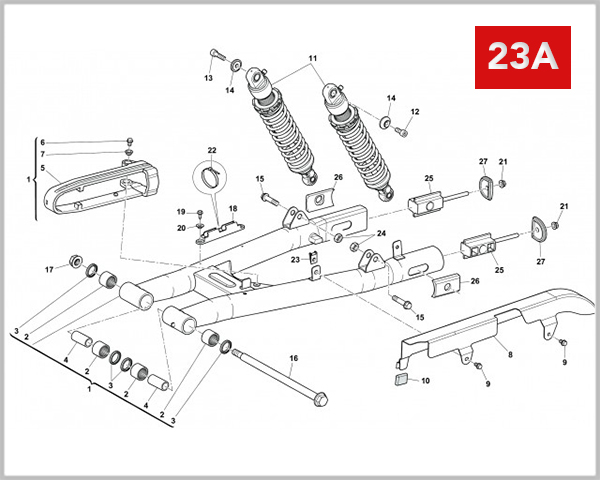 23A - REAR SWING ARM AND SUSPENSION SIX DAYS