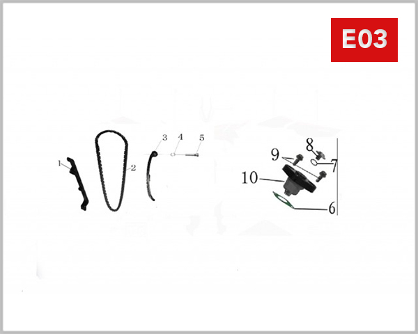 E03 - TIMING CHAIN & TENSIONING DEVICE 