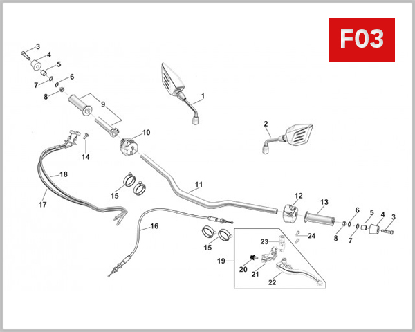 F03 - HANDLEBAR & MIRRORS