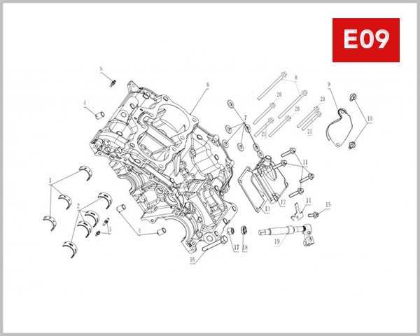 E09 - UPPER CRANKCASE 