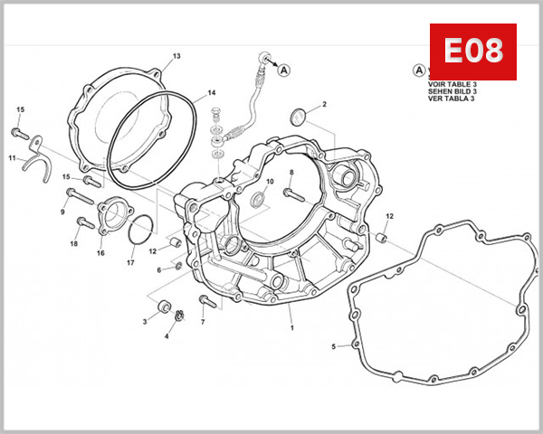 E08 - RIGHT CRANKCASE COVER