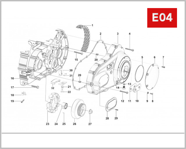 E04 - LEFT CRANKCASE