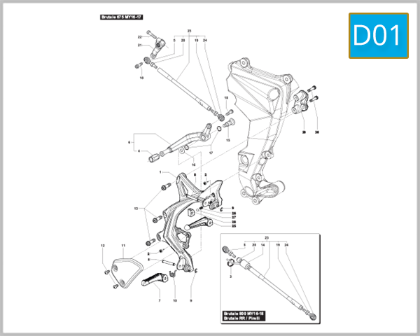 D01 - Left-Hand Footrest Assembly