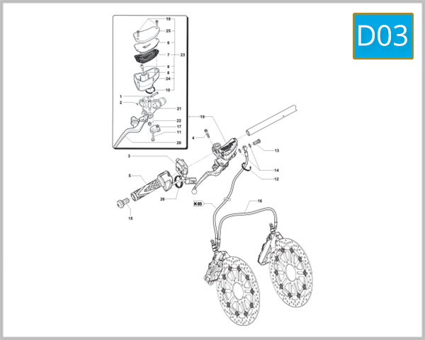 D03 - Right Hand Handlebar Assembly