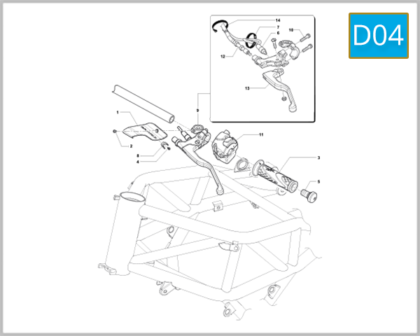 D04 - Left Hand Handlebar Assembly  (B3 675)