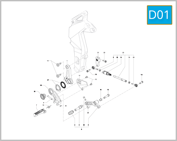 D01 - Footrest left-pedal and gear change