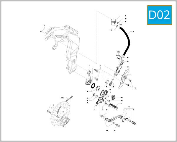 D02 - Footrest rh-pedal brake