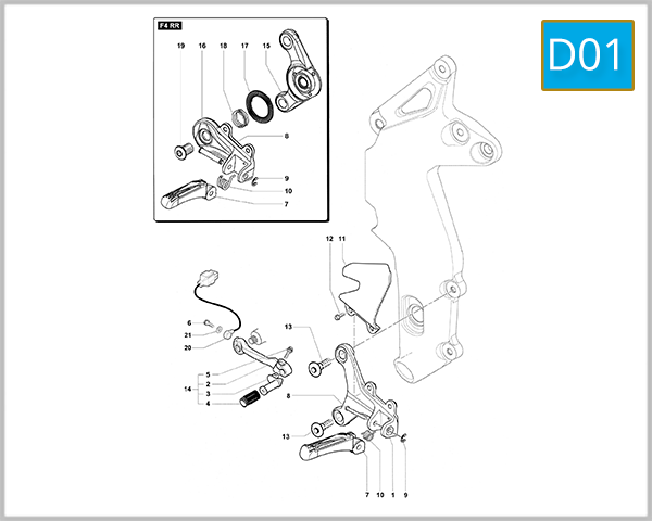 D01 - Left Hand Footrest Assembly