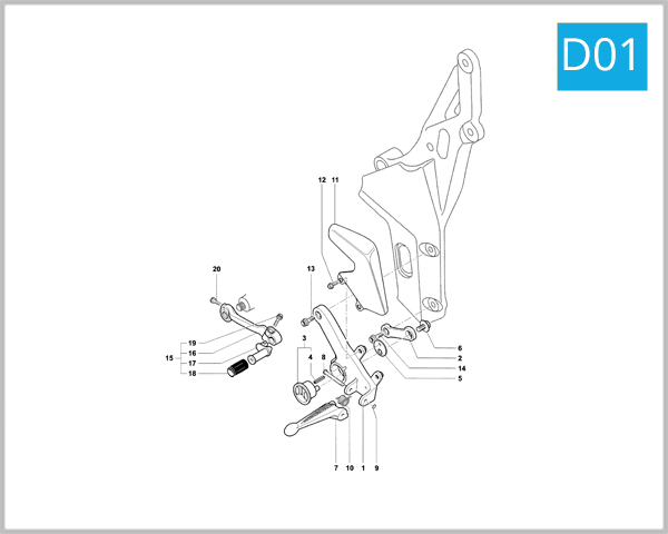 D01 - Left-Hand Footrest Assembly