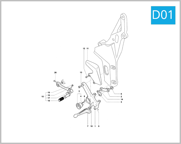 D01 - Left-Hand Footrest Assembly